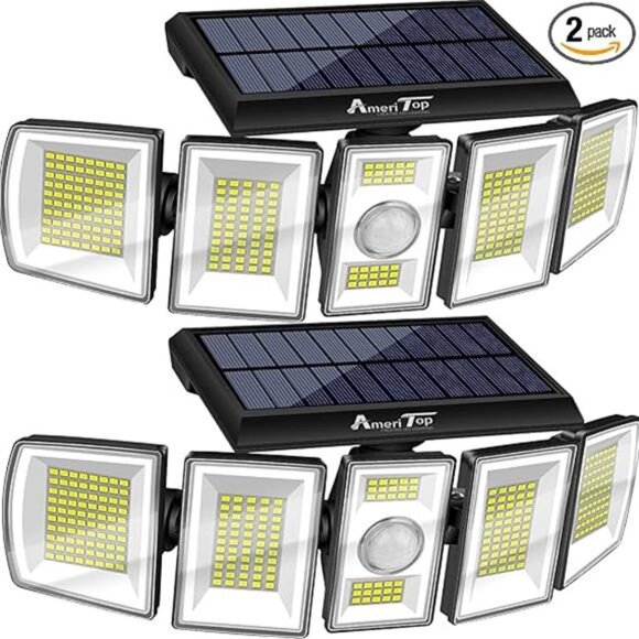 Solar Lights Outdoor 300LED 6500K MotionSensor Lights Cordless;5Adjustable Heads - Picture 8 of 8